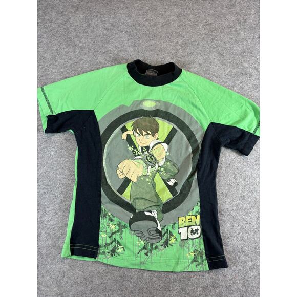 Vintage Y2K Cartoon Network Ben 10 Graphic T Shirt Kids Boys Medium Green Black - Picture 1 of 5